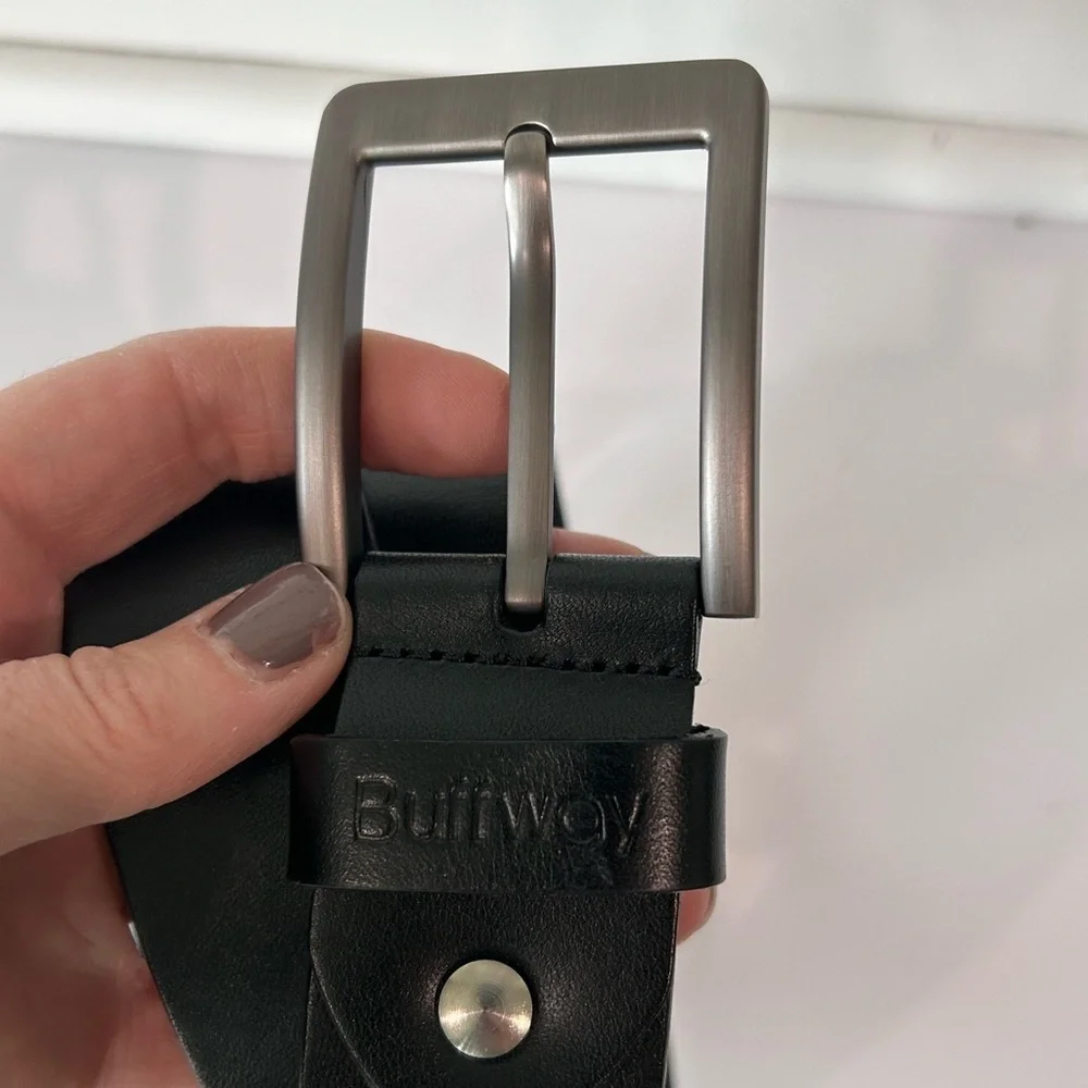 BUFFWAY SADDLE BLACK GENUINE LEATHER 1.5